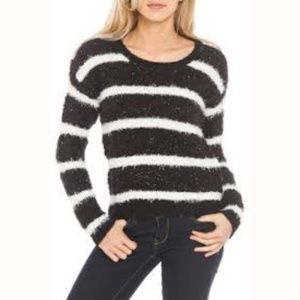 DAVID KAHN sparkle shimmer shaggy stripe sweater S